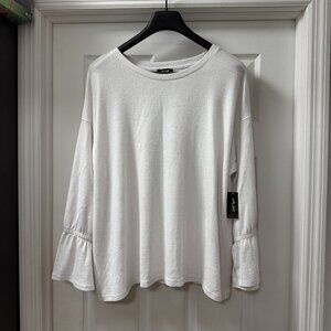 Lord & Taylor Woman White Ruffle Bell Sleeve Pullover SOFT Knit Top NWT size 2XL